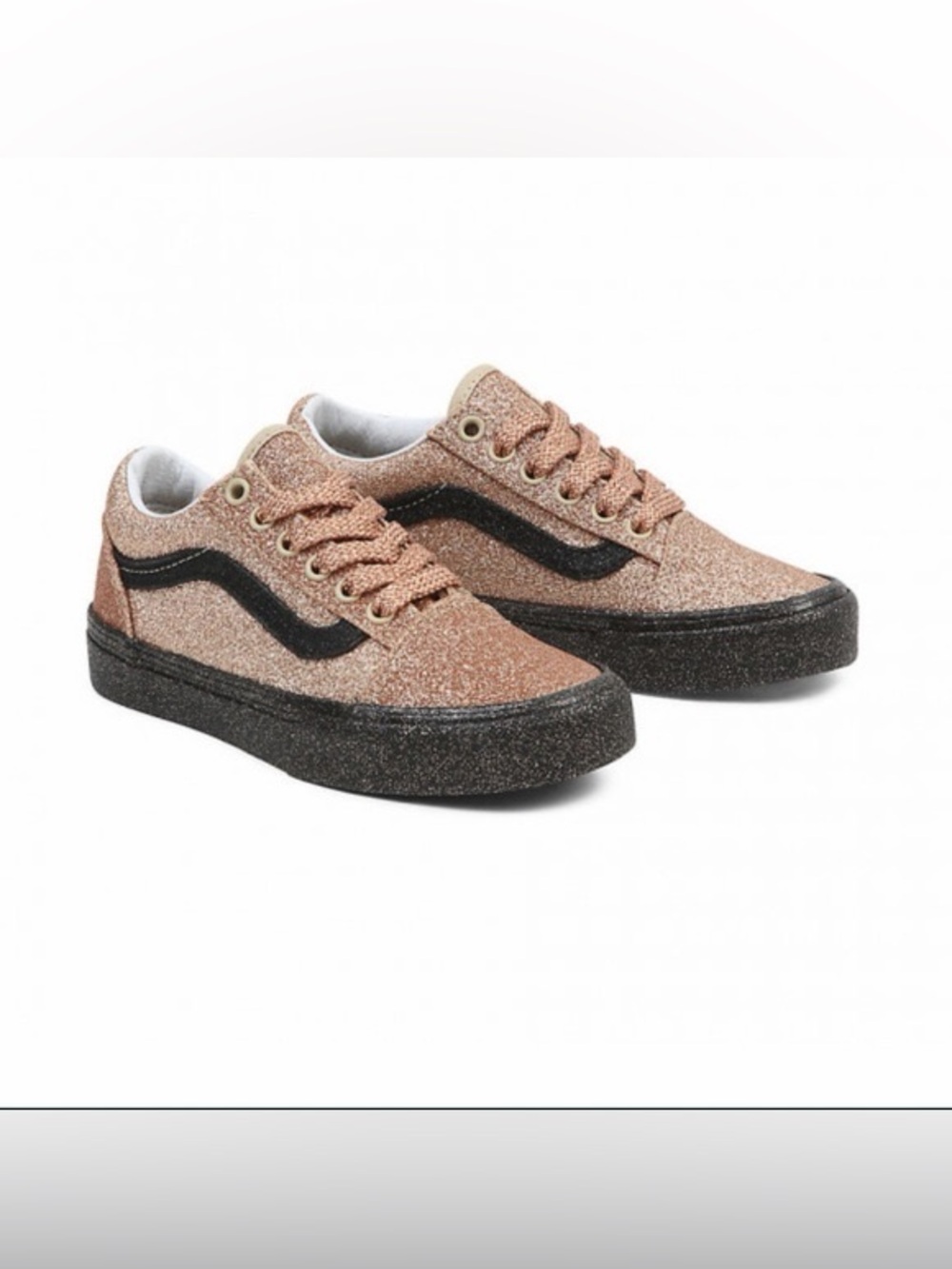 Vans Kids Glitter Low-Top Sneakers in Rose Gold and Black